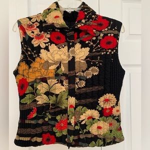UbU Black Floral Asian Zip Up Vest